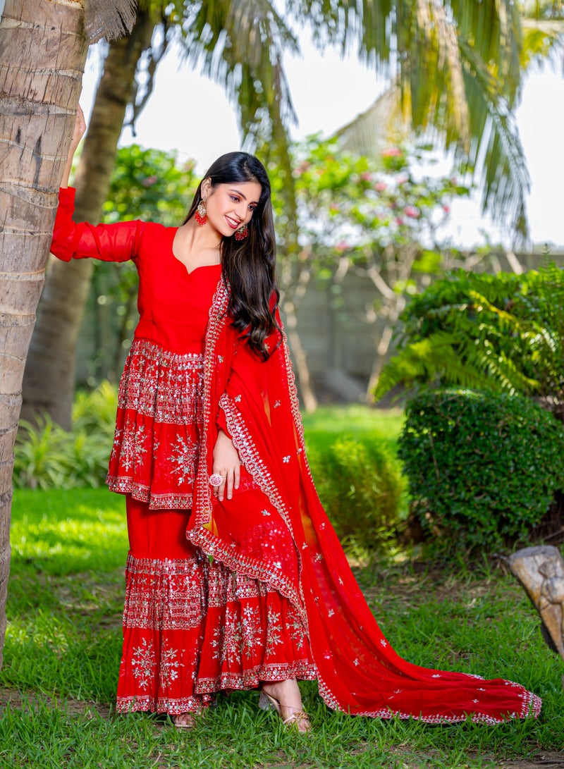 Super Asian Pure Bandhej Choli with Attached Shrug & Pure Chinnon Lehenga Set – Heavy Embroidery & 5.50m Flair - Image 1