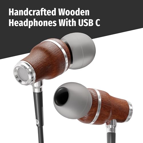 Symphonized Premium Wooden iPhone Earphones Wired (USB C) Deep Bass Sound, 3D Sound, Microphone Volume Control, 90% Noise Cancelling for Type C Devices. Earphones for iPhone 15 to 17 & Android (Black) - Image 4
