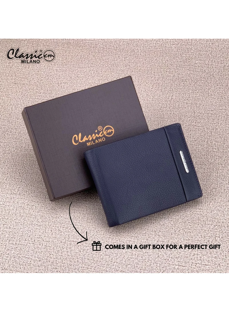 Classic Milano Blue (CNH-4) Classic Milano Genuine Leather Wallet for Men – Slim Bifold Men’s Wallet with RFID Blocking, Multiple Card Slots – Stylish Mens Purse Wallets Gift for Husband, Father for Men | Best Price UAE