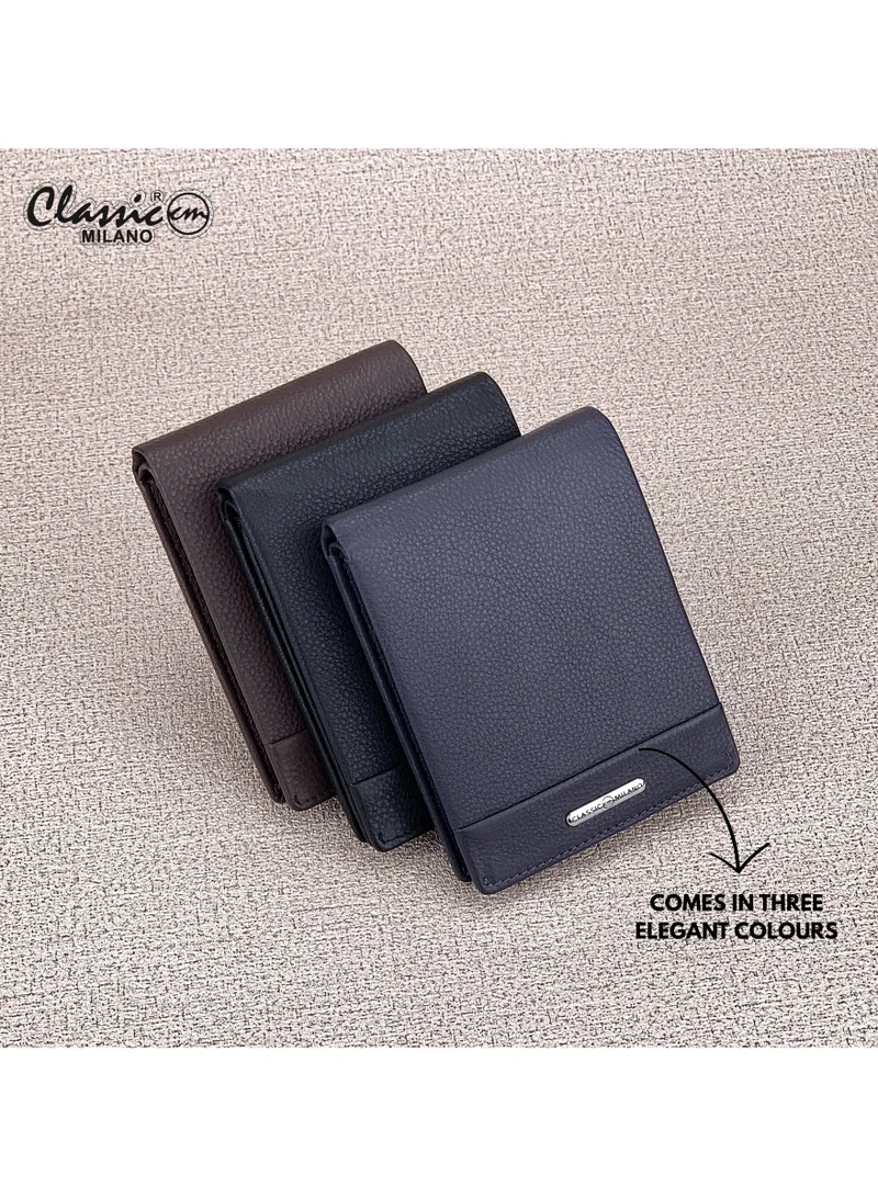 Classic Milano Blue (CNH-4) Classic Milano Genuine Leather Wallet for Men – Slim Bifold Men’s Wallet with RFID Blocking, Multiple Card Slots – Stylish Mens Purse Wallets Gift for Husband, Father for Men | Best Price UAE