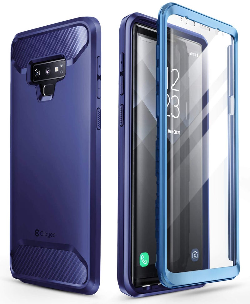 Clayco Compatible with Case for Samsung Galaxy Note 9 (2018 Release) 5G 360 Degree Mobile Phone Case Rugged Protective Bumper Case Full Cover with Built-in Screen Protector (Blue) - Image 1