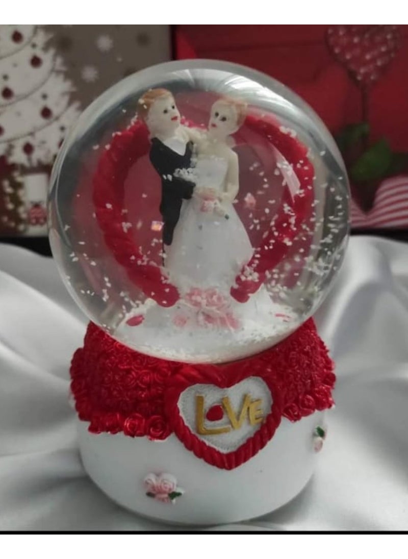 Deco Elit e Bride Groom Heart Designed 12 cm Lighted Musical Snow Globe Gift  - Image 3
