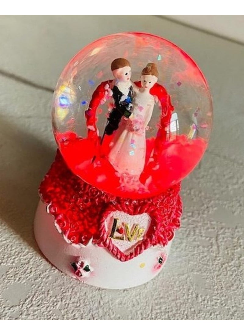 Deco Elit e Bride Groom Heart Designed 12 cm Lighted Musical Snow Globe Gift  - Image 1