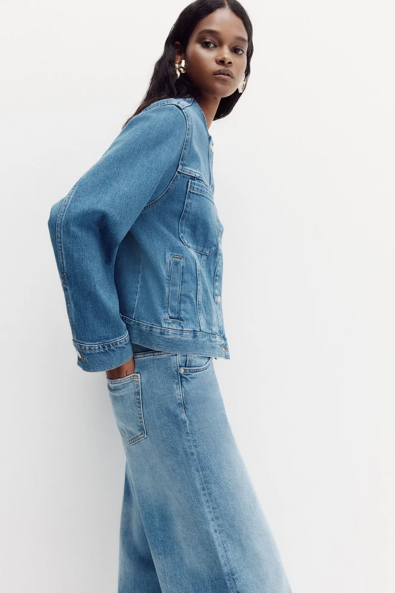 H&M  Collarless trucker jacket for Women | Best Price UAE