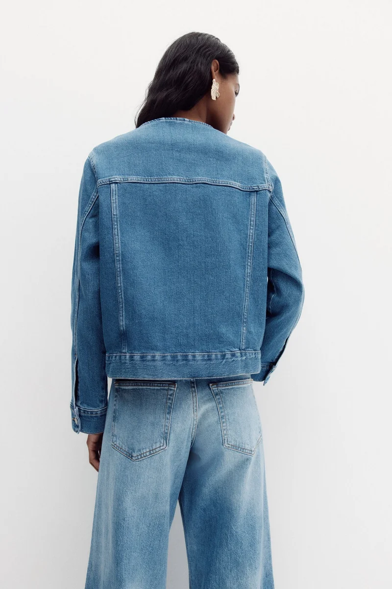 H&M  Collarless trucker jacket for Women | Best Price UAE