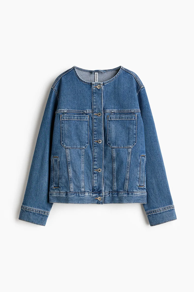 H&M  Collarless trucker jacket for Women | Best Price UAE
