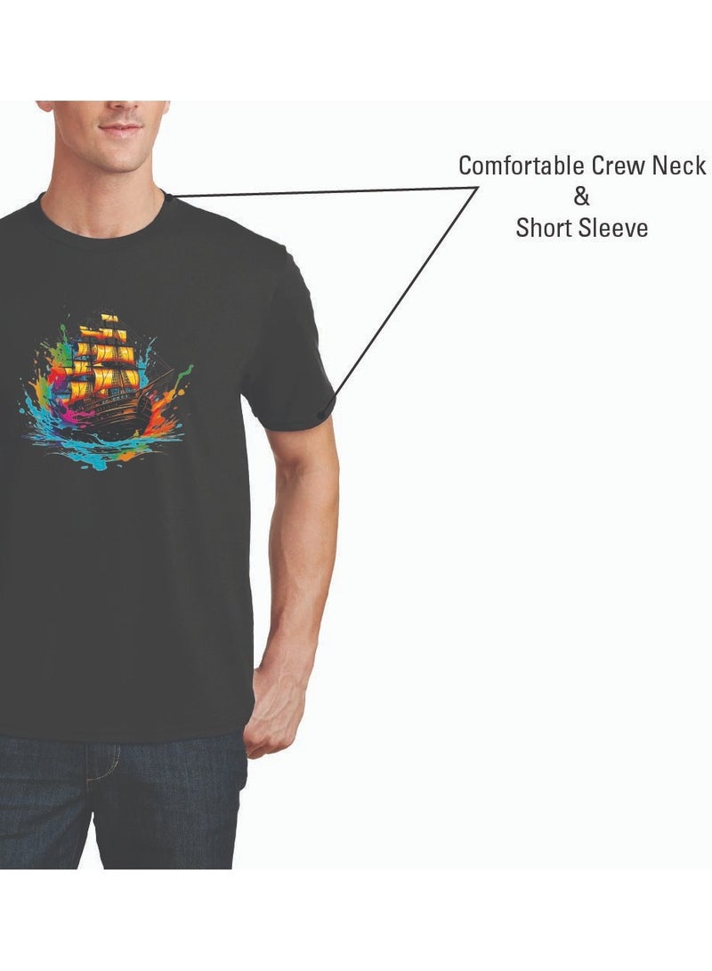 PRINTSHOP4ME Men's Black Colour Drip Tshirt - Round Neck Short Sleeve Tshirt - Soft and Comfortable Adult Men Drip Design Tshirt - Perfect for Everyday Wear - Image 5