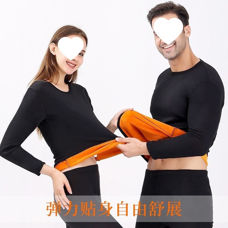 New Velvet Thermal Underwear Men'S And Women'S Fleece-Lined Thickened Single Layer Middle-Aged And Elderly Autumn Clothes And Pants Plus Size Cold-Proof Couple'S Suit - Image 3