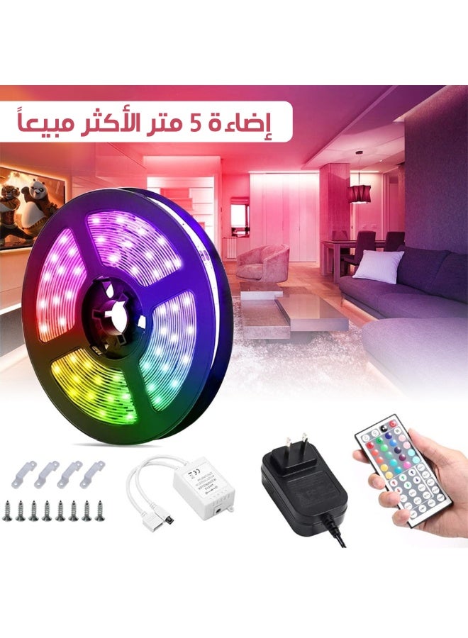 مودي شريط إضاءة LED بطول 5 متر مع ريموت – ألوان متعددة وتحكم في السطوع - Image 1
