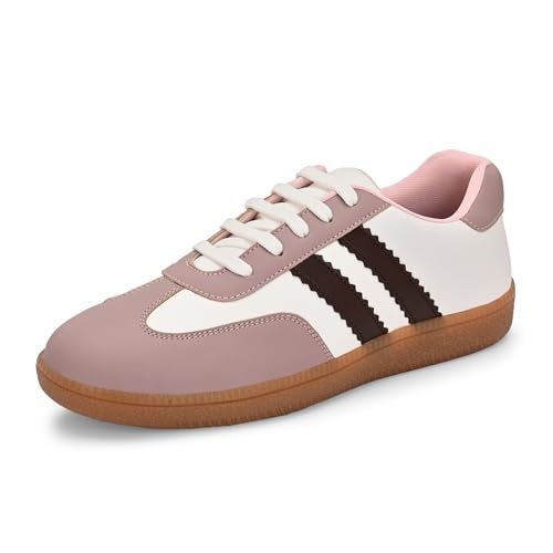 Centrino Women Sneaker | Cushioned Insole for Comfort | Stylish Lace-Up Design | Perfect for Casual Outfit for Girls 9781-7 Pink - Image 1