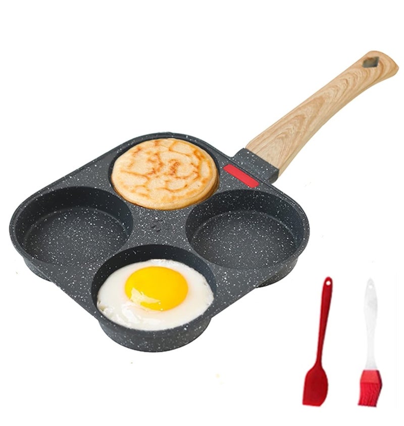 HUPECHAM 4Cup Egg Pan Nonstick and Granite Egg Frying Pan Versatile Breakfast Skillet for Eggs Pancakes Plett Crepes Compatible with Gas Stove and Induction Cooktop