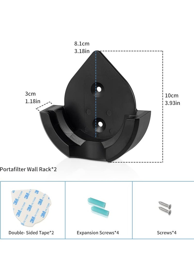 Bukela Espresso Portafilter Wall Mount Holder Espresso Machine Accessories Barista Tools Pack of 2pcs Durable ABS Coffee Portafilter Rack for Hanging 58mm 54mm 51mm Portafilter - Image 3