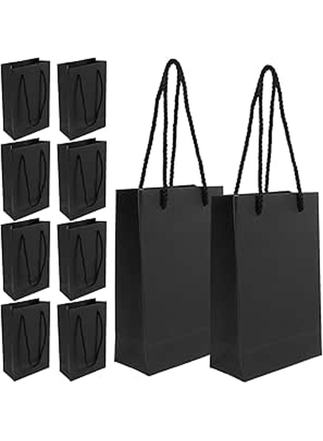 Beaupretty 10 Pack Black Paper Bags with Handles 6x2.5x8 Inch Wedding Party Gifts - Image 1