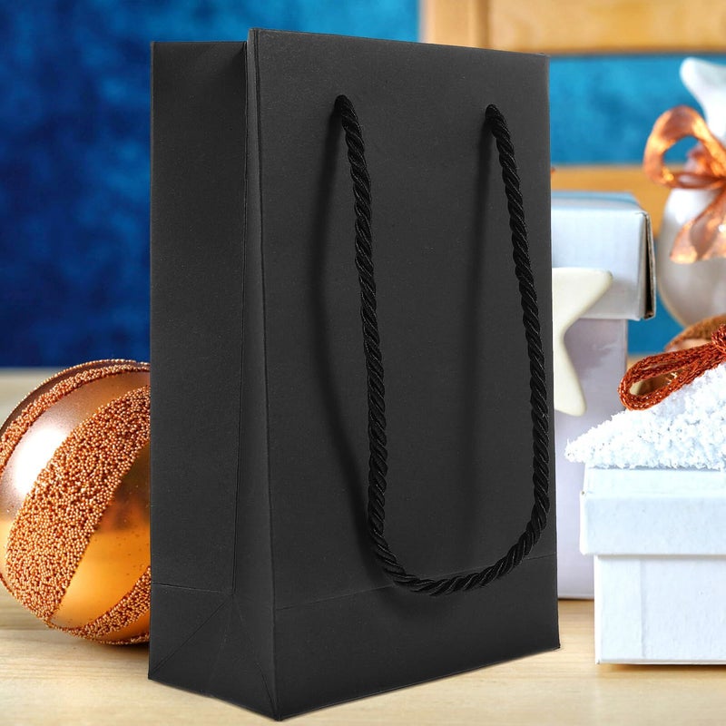 Beaupretty 10 Pack Black Paper Bags with Handles 6x2.5x8 Inch Wedding Party Gifts - Image 5
