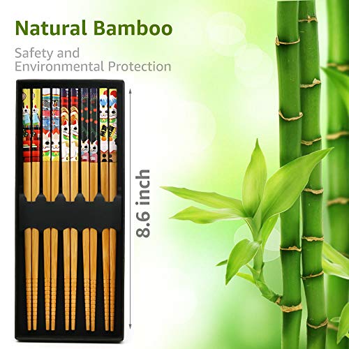 AP ARTSPER Kawaii 5 Pairs Bamboo Chopsticks & 6 Cute Lucky Cat Holders, Classic Japanese Style, Dishwasher Safe, Gift Set - Image 4
