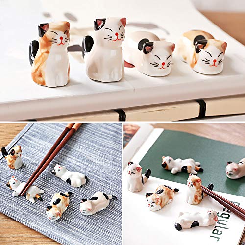 AP ARTSPER Kawaii 5 Pairs Bamboo Chopsticks & 6 Cute Lucky Cat Holders, Classic Japanese Style, Dishwasher Safe, Gift Set - Image 5