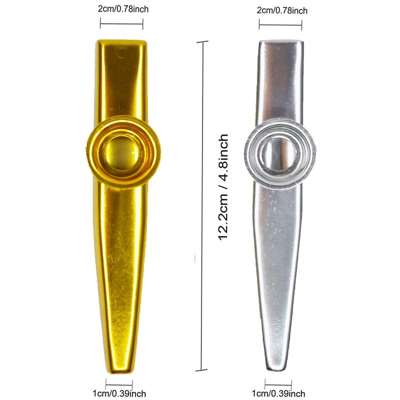 Fartime 26Pcs Metal Gold And Silver Kazoos With 20Pcs Kazoo Flute Diaphragms,Musical Instruments,Good Gift for Kids,A Good Companion for Ukulele, Violin, Guitar,Piano Keyboard. - Image 2