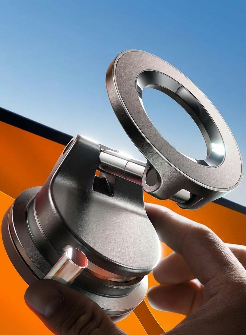 حامل هاتف للسيارة متوافق مع MagSafe، حامل مغناطيسي قابل للدوران 360 درجة مع حلقة مغناطيسية، حامل هاتف قابل للطي مزود بخاصية الشفط، مناسب للسيارة والسفر، وللنوافذ والمرايا والاستحمام والأسطح الملساء، متوافق مع iPhone MagSafe وGalaxy S24 Ultra وجميع الهواتف الذكية - Image 1