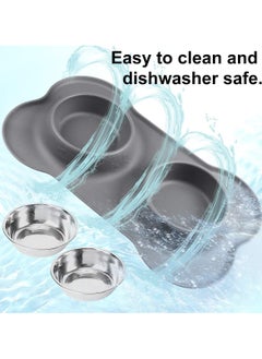 SPIDER Double Slow Feeder Dog Bowl Raised Dog Bowl with Non Slip Bottom Cat Food Bowl Dog Bowls Dog Water Bowl Cat Bowls Stainless Steel Bowl Detachable Raised Cat Bowl Pink  - Image 5