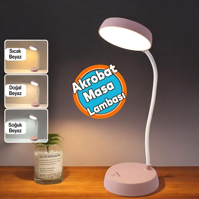 Rechargeable Acrobat Lamp 360° Table Top Lamp 3 Level Touch Operation Reading Light Night Light Soft Light