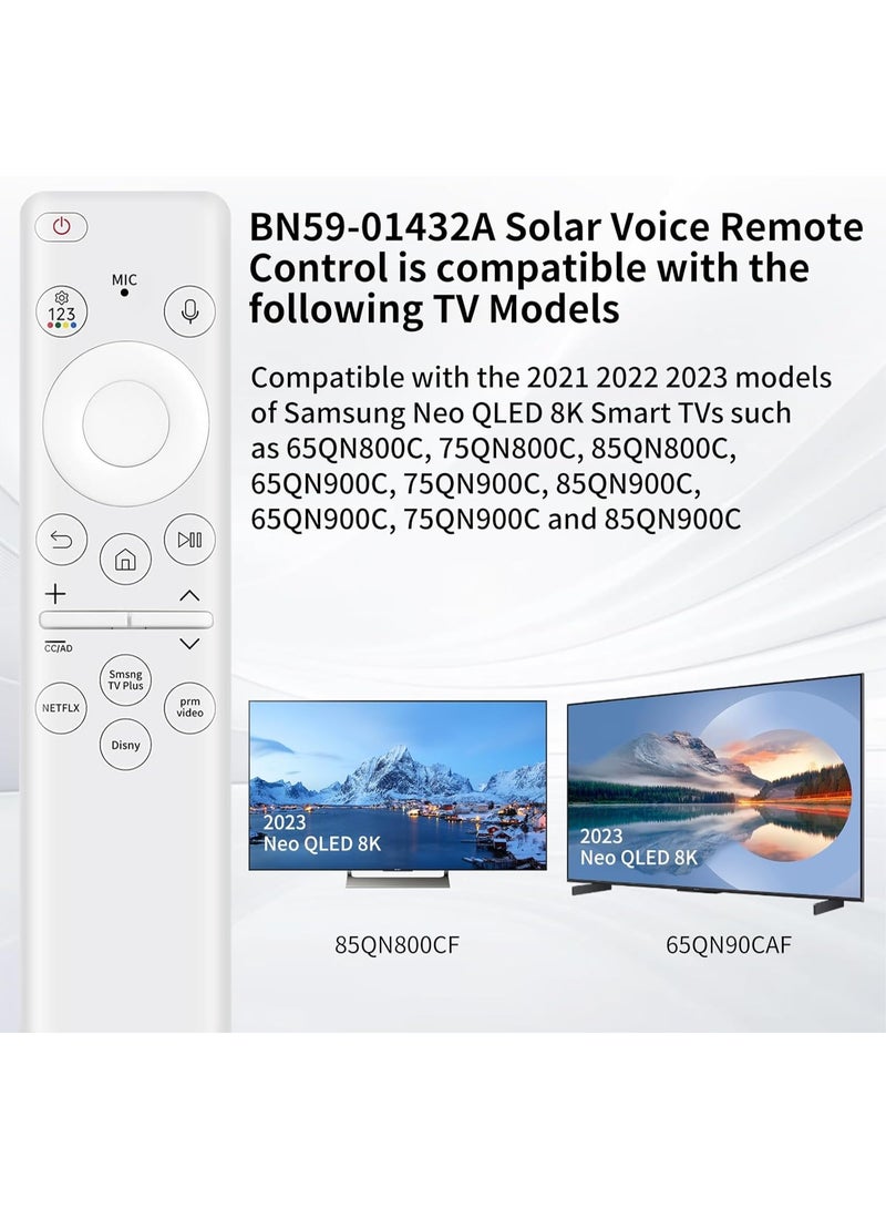 JAJEEK BN59‑01432A Solar Voice Remote Control Replacement – Compatible with Samsung 2023 Neo QLED 8K HDR Smart TVs – Bluetooth & IR, USB‑C Rechargeable, Eco‑Friendly, White, 1‑Year Warranty - Image 5