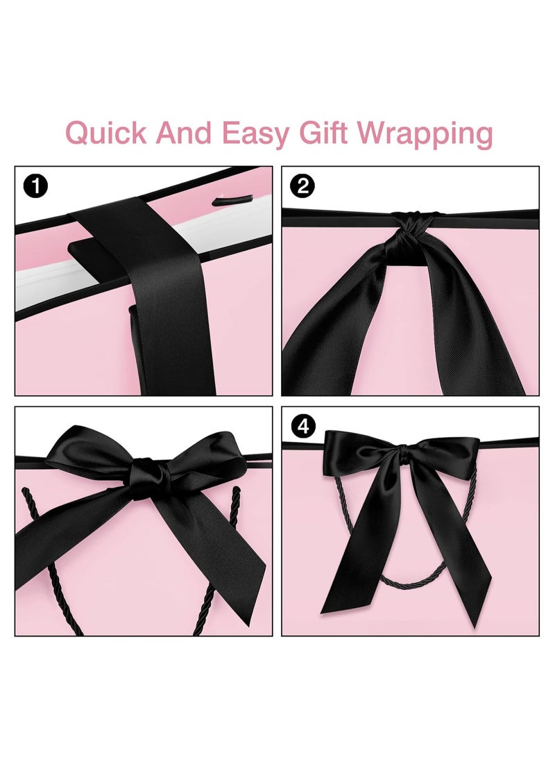 DELGREEN 2PCS Pink Large Gift Bags, Paper Bags with Ribbon, Greeting Cards and Tissue Paper, Portable Party Bags with Handles, Birthday Gift Bags, Present Bags for Wedding Party, Party Supplies（32*25*11cm）  - Image 4