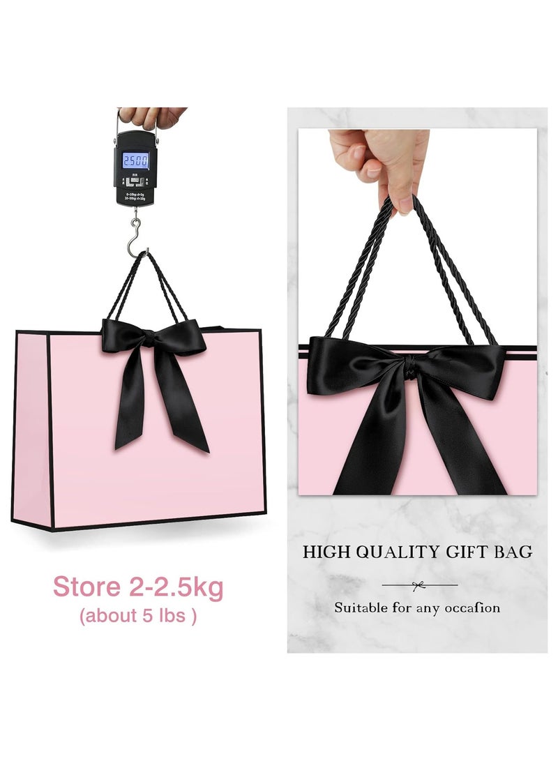 DELGREEN 2PCS Pink Large Gift Bags, Paper Bags with Ribbon, Greeting Cards and Tissue Paper, Portable Party Bags with Handles, Birthday Gift Bags, Present Bags for Wedding Party, Party Supplies（32*25*11cm）  - Image 5