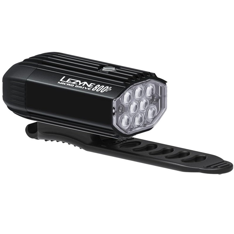 LEZYNE Micro Drive Bicycle USB Rechargeable IPX7 Waterproof White LED Front Light w/Multiple Solid & Flash Modes | Integrated Silicone Rubber Strap Mount, Black Satin - Image 2