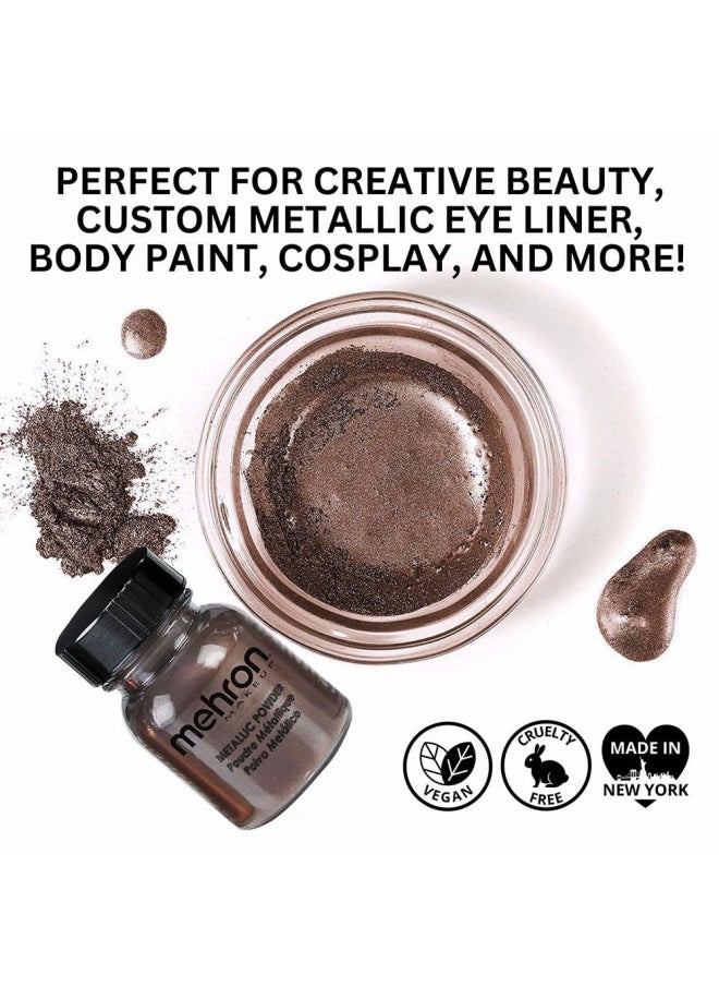 mehron - Mehron Makeup Metallic Powder | Metallic Chrome Powder Pigment for Face & Body Paint, Eyeshadow, and Eyeliner .75 oz (21 g) (Bronze) - Image 1