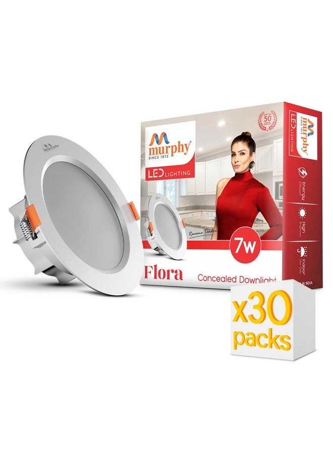 MURPHY Murphy Flora 7W LED Down Light, Cool White Light, Round, Pack of 30, Recessed Ceiling LED Light, Suited for 3 inch Junction Box (2 Years Warranty)  - Image 1