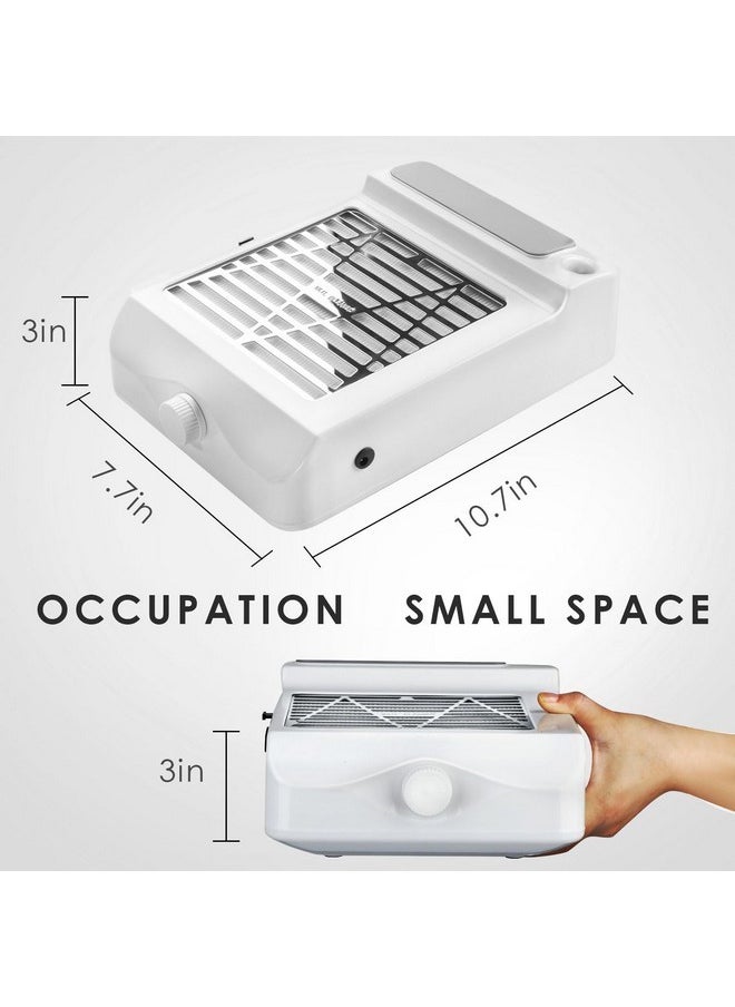 COFASHION - Nail Dust Collector With Lamp-60W Powerful Dust Collector For Nails, Adjustable Speed Nail Fan Dust Collector With Reusable Filter For Home Salon Use - Image 1