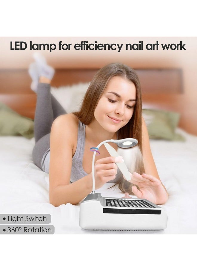 COFASHION - Nail Dust Collector With Lamp-60W Powerful Dust Collector For Nails, Adjustable Speed Nail Fan Dust Collector With Reusable Filter For Home Salon Use - Image 1