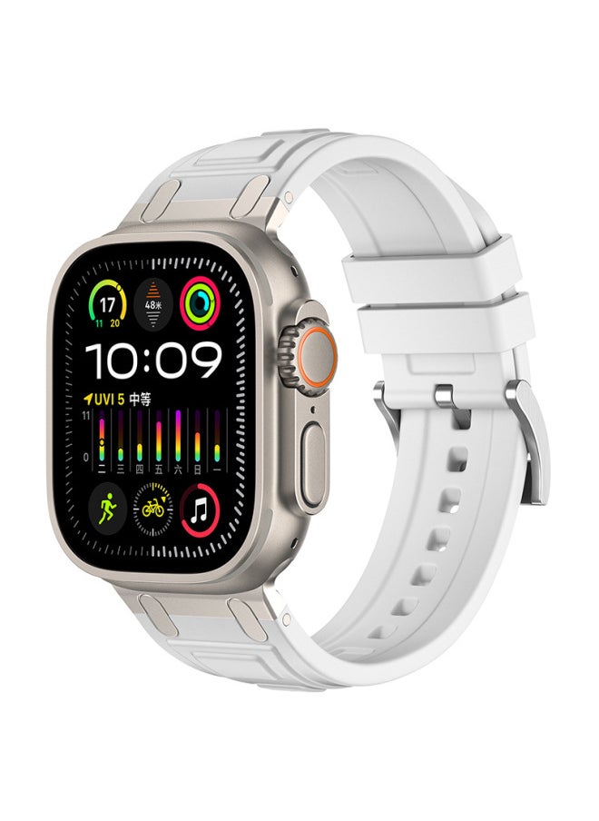 Generic - For AppleWatch Strap Ultra2 Triple Armor Silicone Strap For AppleWatch10 Strap-Color:02#White-Specifications:42/44/45/46/49mm - Image 1
