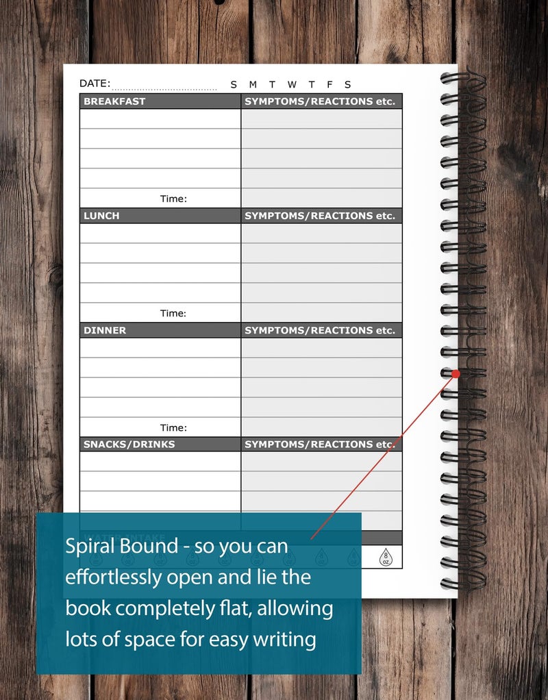 OptiLiving Publishing Food Diary and Symptom Log - Track How Your Diet Affects Your Symptoms | for IBS, Allergies, Intolerance, Crohnâ€™s/IBD | A5 (5.8â€ x 8.3â€) Spiral Bound - Image 4