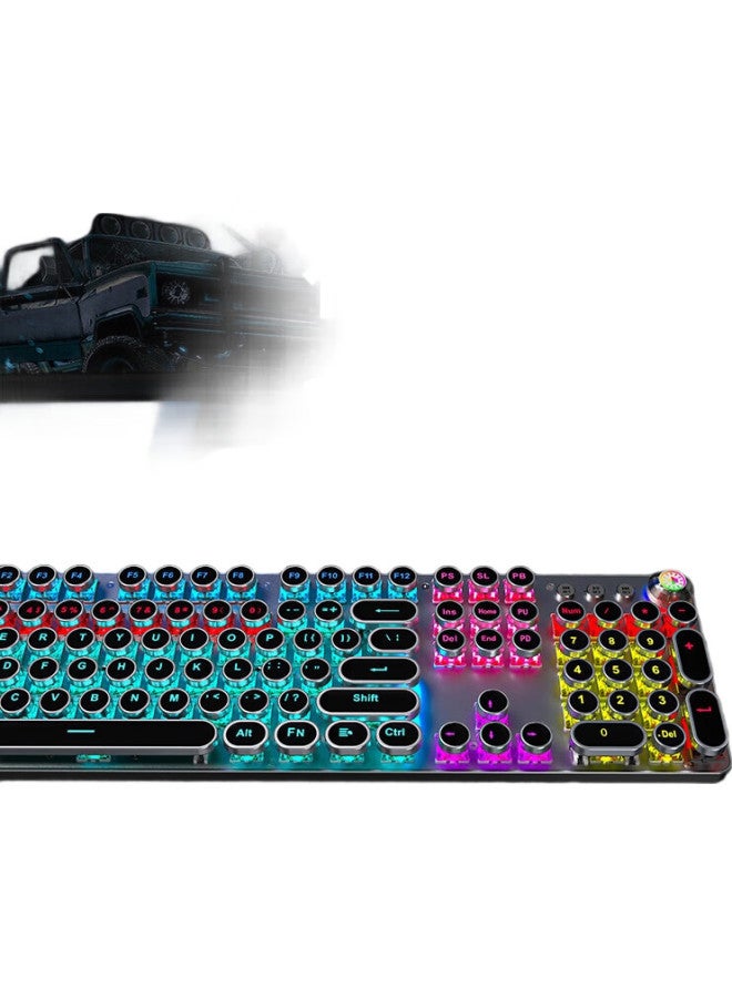 Eweadn لوحة مفاتيح ميكانيكية إيوادان Tk100 بنمط بانك، لوحة مفاتيح سلكية للألعاب لسطح المكتب واللابتوب، ملحق مكتبي خارجي للكتابة الرجعية للعبة ببجي، باللون الأسود مع مفاتيح زرقاء مختلطة - Image 1