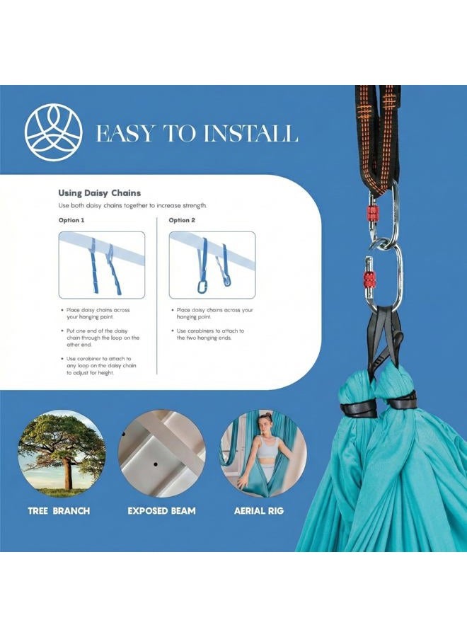 Aum Active Aerial Yoga Hammock - Durable Aerial Silk with Extension Straps, Carabiners, and Pose Guide - Aerial Silks for Home, Antigravity Yoga, Inversion Exercises, Yoga Starter Kit for All Levels - Image 5