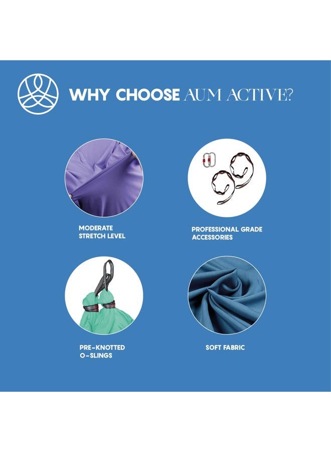 Aum Active Aerial Yoga Hammock - Durable Aerial Silk with Extension Straps, Carabiners, and Pose Guide - Aerial Silks for Home, Antigravity Yoga, Inversion Exercises, Yoga Starter Kit for All Levels - Image 4