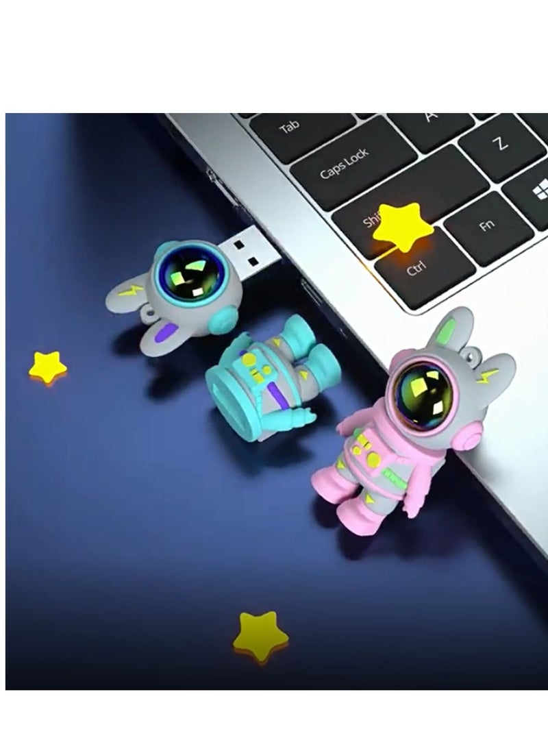 Furtey 4 Packs of 128GB Rabbit Astronaut USB Flash Drive with Pendants and Type-C Adapters Thumb Size Small Size Waterproof For Student Child Office Gift  - Image 5