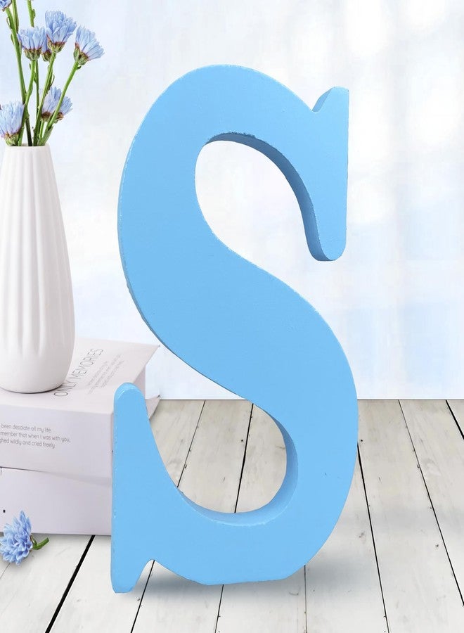 AOCEAN 6 Inch Blue Wood Letters Unfinished Wood Letters for Wall Decor Decorative Standing Letters Slices Sign Board Decoration for Craft Home Party Projects (S) - Image 1