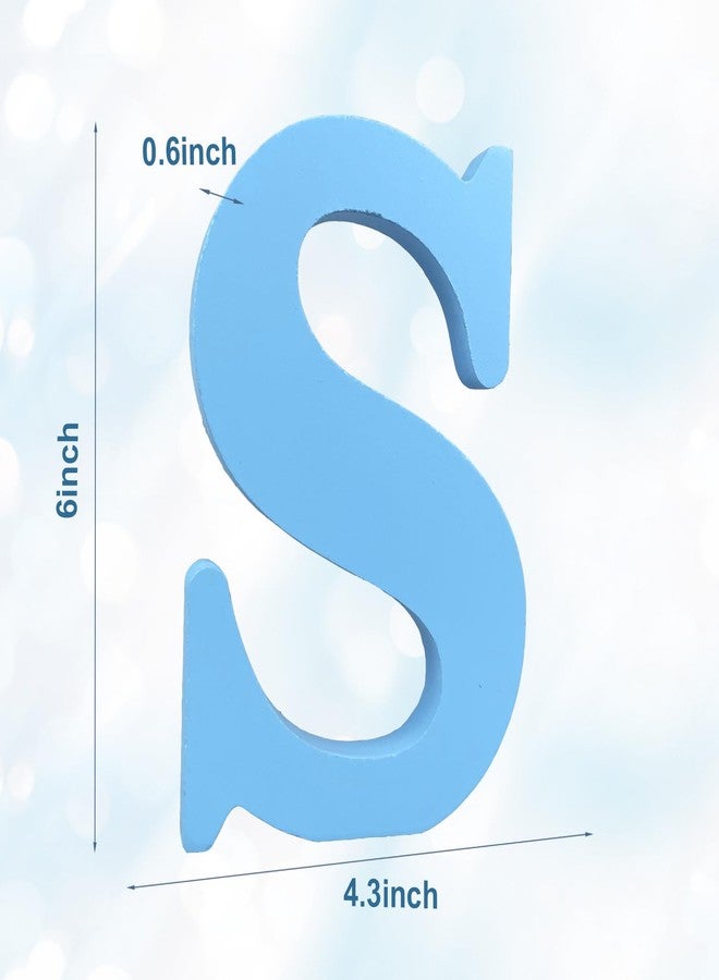 AOCEAN 6 Inch Blue Wood Letters Unfinished Wood Letters for Wall Decor Decorative Standing Letters Slices Sign Board Decoration for Craft Home Party Projects (S) - Image 2