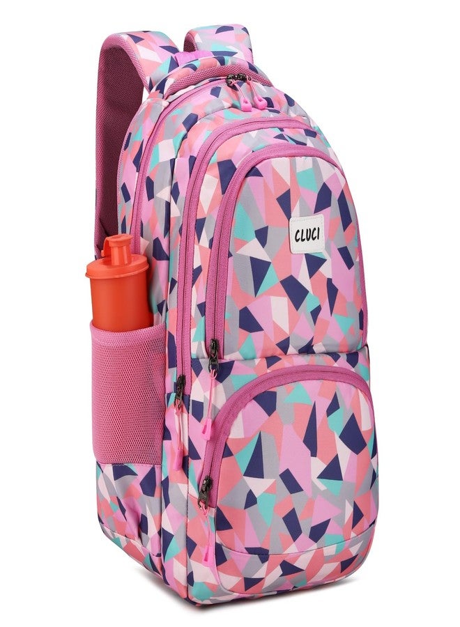 CLUCI Backpack for Women & Girls - 3 compartments, School Bags for Girls, Stylish and Trendy College Backpacks, 30 L Water Resistant and Lightweight Bags for School (Pink Rose) - Image 1