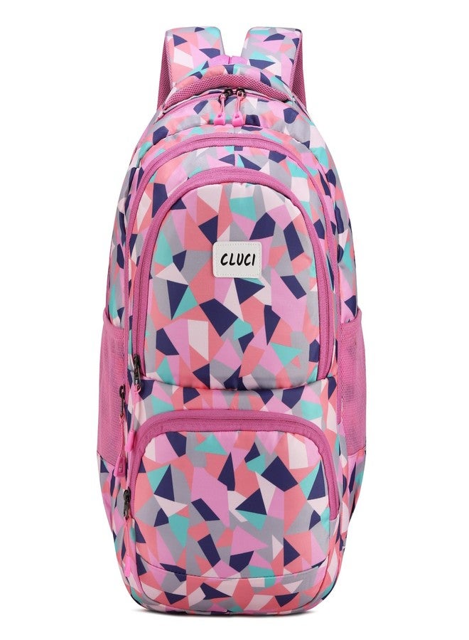 CLUCI Backpack for Women & Girls - 3 compartments, School Bags for Girls, Stylish and Trendy College Backpacks, 30 L Water Resistant and Lightweight Bags for School (Pink Rose) - Image 2