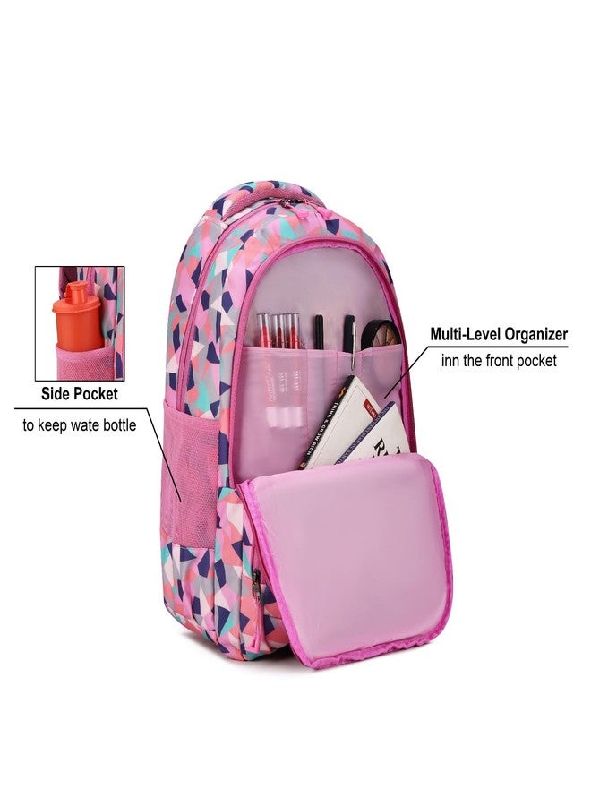 CLUCI Backpack for Women & Girls - 3 compartments, School Bags for Girls, Stylish and Trendy College Backpacks, 30 L Water Resistant and Lightweight Bags for School (Pink Rose) - Image 4