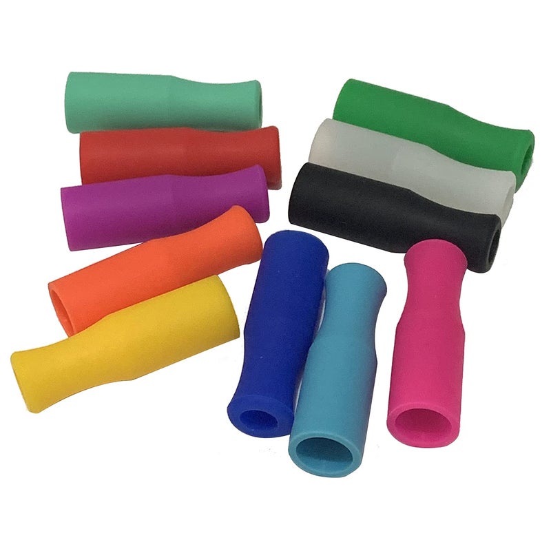 JIEFU Super Big Large Straws Silicone Tips 11pcs Food Grade Reusable Straw Tips Only Fit for 12 Inch Wide 12mm Diameter Stainless Steel Straws and Smoothie Glass straws 