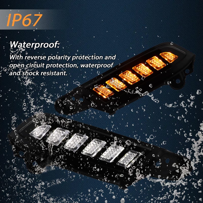 GEEGEETOP FulL LED DRL Lens Front Headlight Side Marker Bumper Light Assembly Compatible with 2016-2023 Tacoma,Switchback White&Amber Functions as Tail Light Turn Signal Light - Image 4