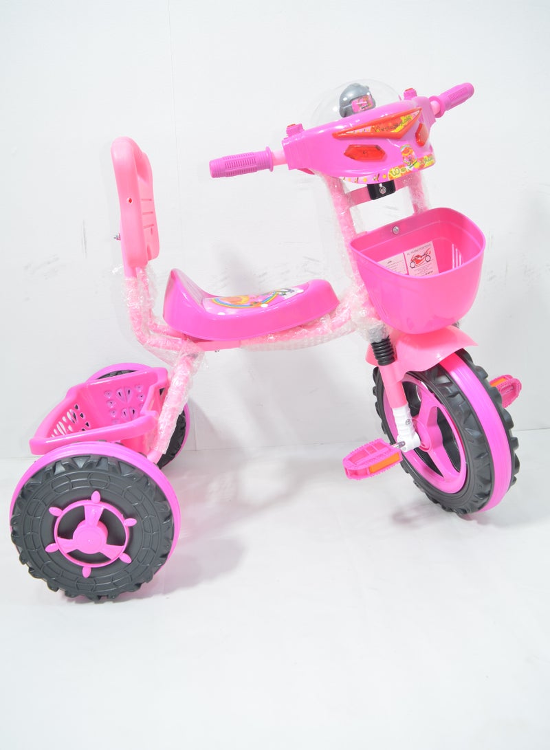 دراجة ثلاثة كفر اطفال بلاستيك مع سلة خلفية وامامية وانارة وموسيقى بالامام - Image 2