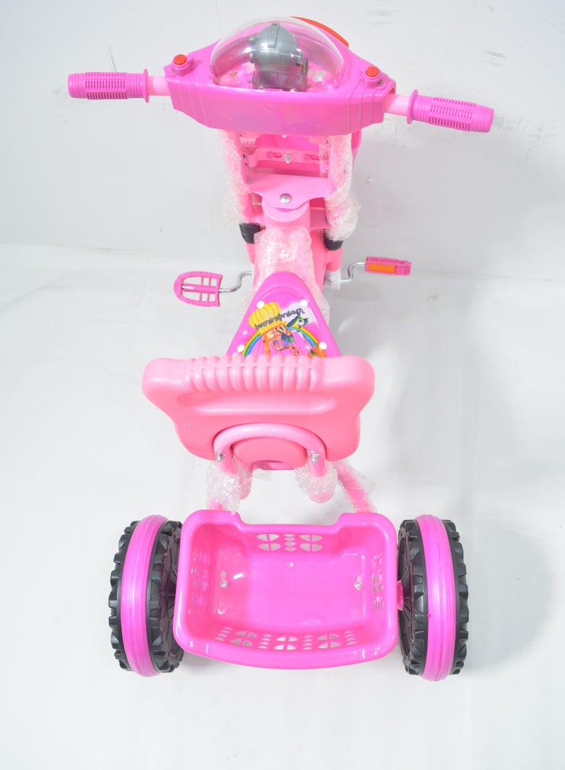 دراجة ثلاثة كفر اطفال بلاستيك مع سلة خلفية وامامية وانارة وموسيقى بالامام - Image 3