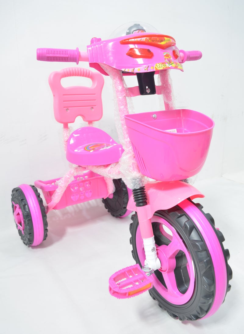 دراجة ثلاثة كفر اطفال بلاستيك مع سلة خلفية وامامية وانارة وموسيقى بالامام - Image 1