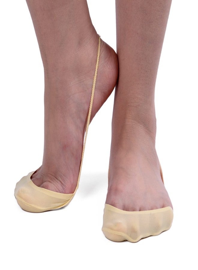 F Flammi Flammi 6 Pairs Women Ball of Foot Cushion Socks Ultra Low Cut Liner Socks with Sling No Show Padded Half Socks for Heels, 6 Pairs- 4beige+2black, L - Image 2
