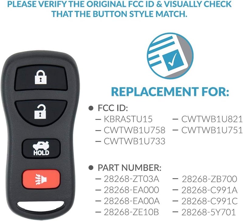 Keyless2Go Keyless Entry Car Key Fob Replacement for Nissan Infiniti - Image 4